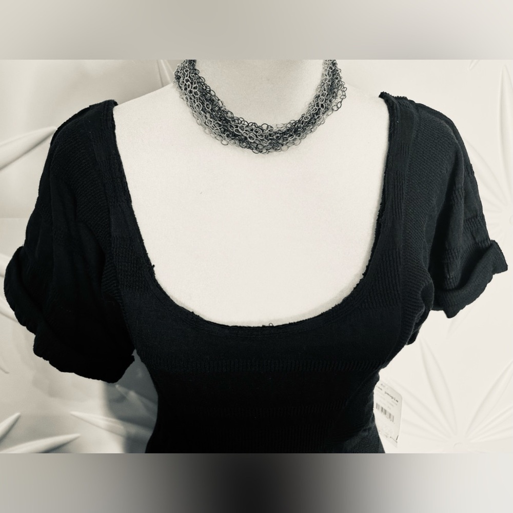 NWT Free People SZ XS black bodycon/U-neck front & U neck/back out. Bust 30”-36” - Picture 4 of 8